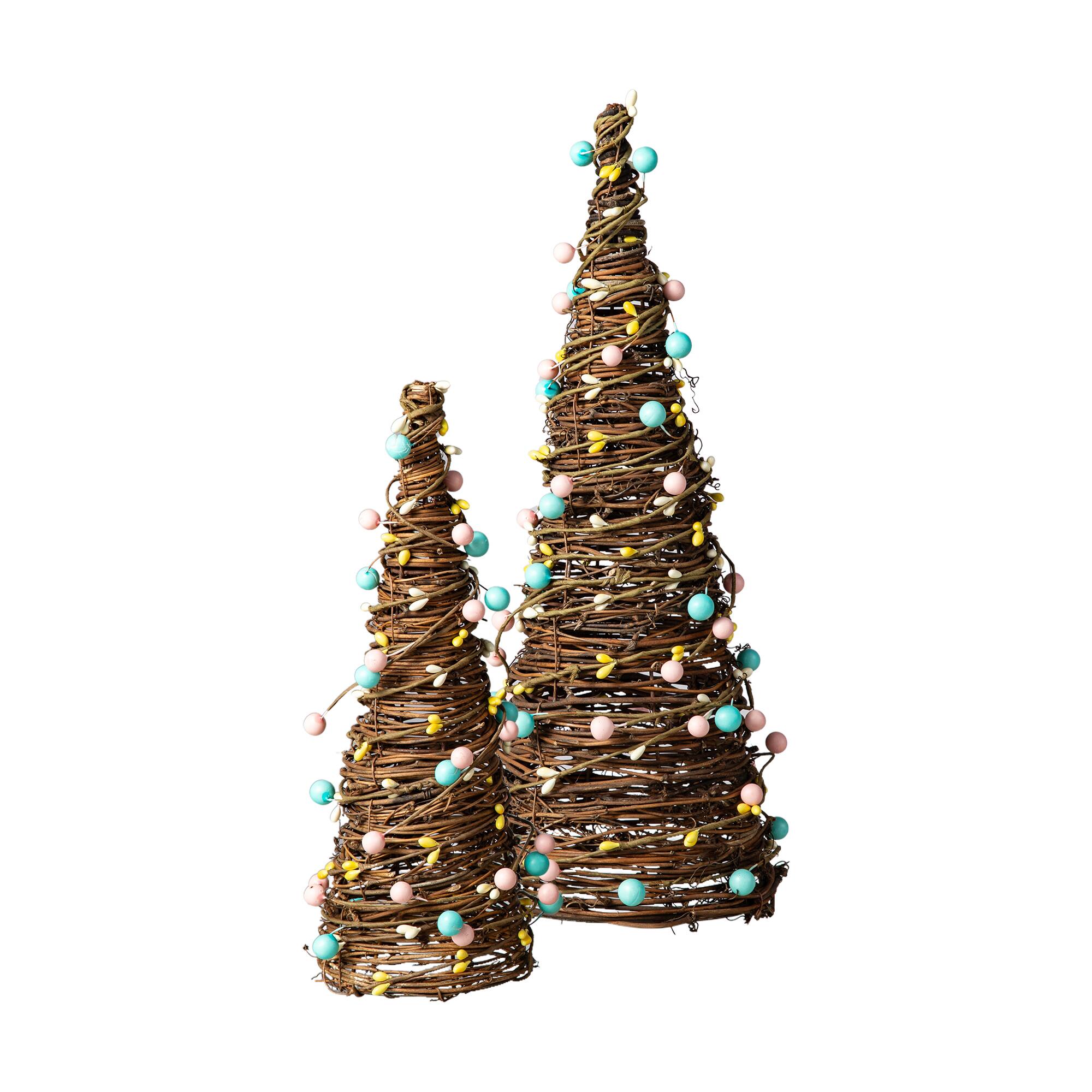 Glitzhome® Easter Rattan & Berries Table Tree Set